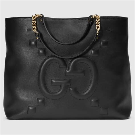 gucci tote bag gg|Gucci embossed leather tote bag.